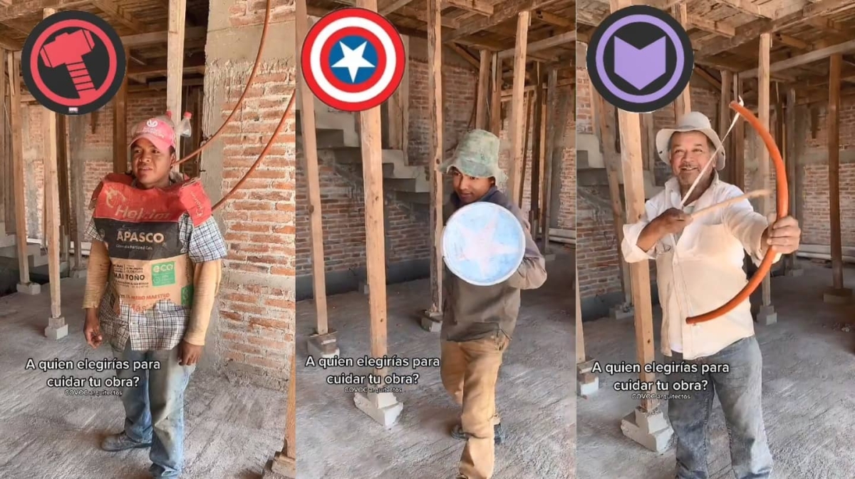 Albañiles recrean épica escena de los "Avengers"