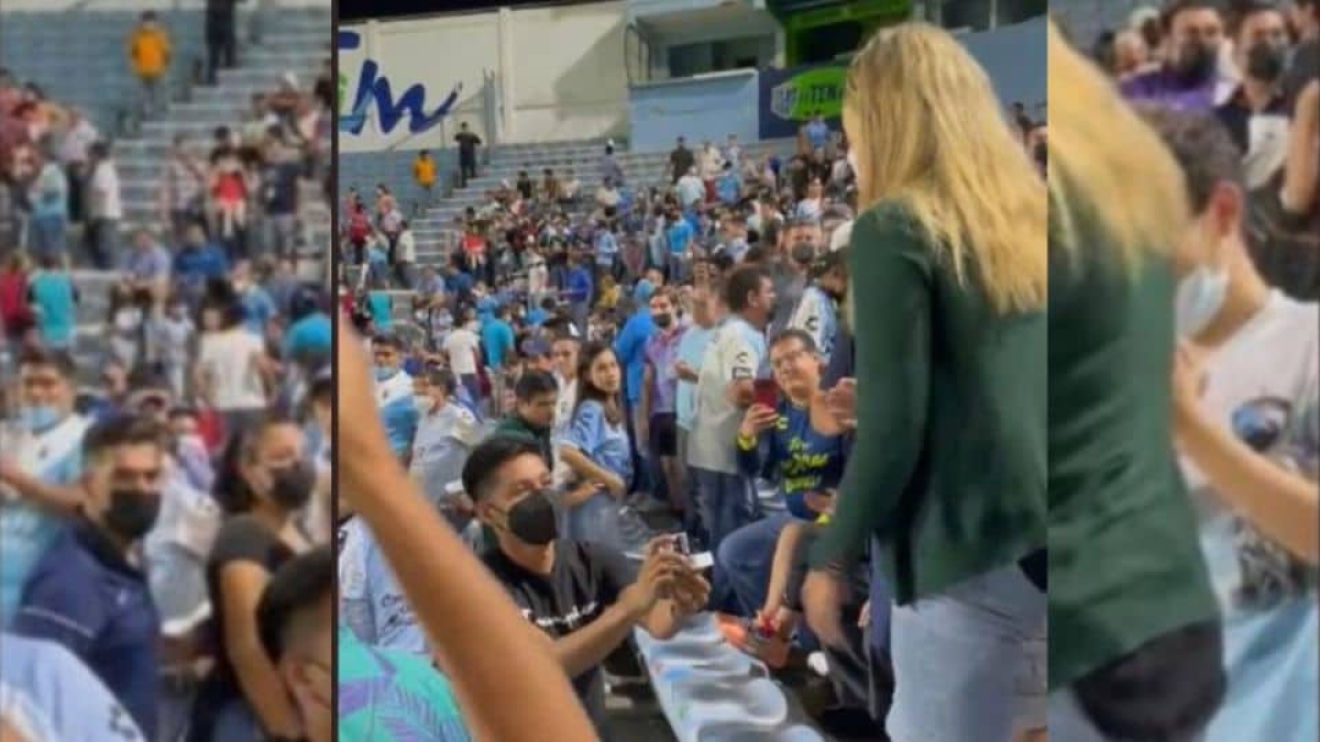 Propuesta de matrimonio se roba la atención de un partido