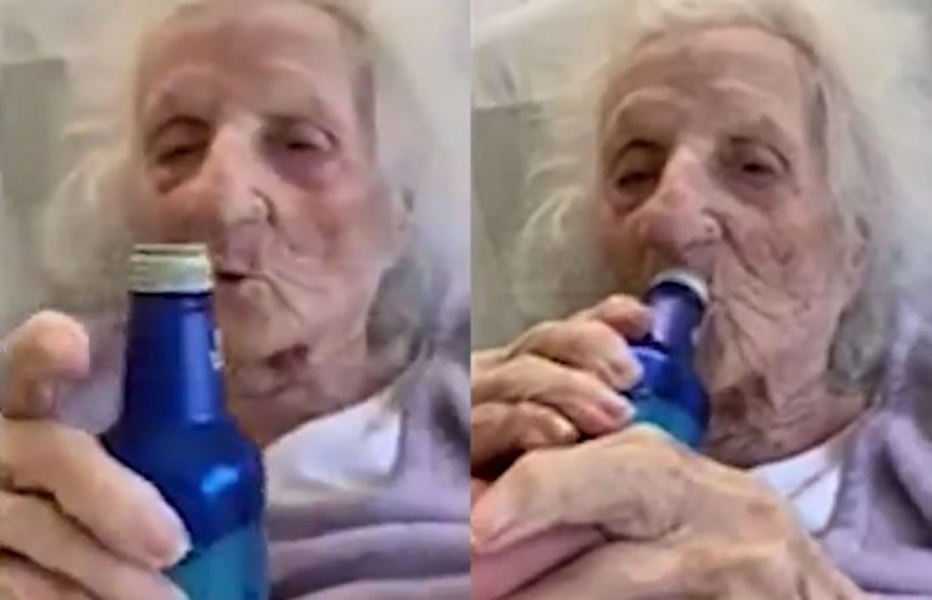 Abuelita de 103 años vence el COVID-19 y celebra con cerveza