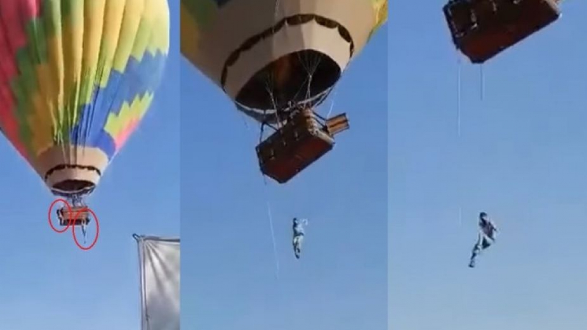 Un hombre se quedó colgado de un globo aerostático: VIDEO