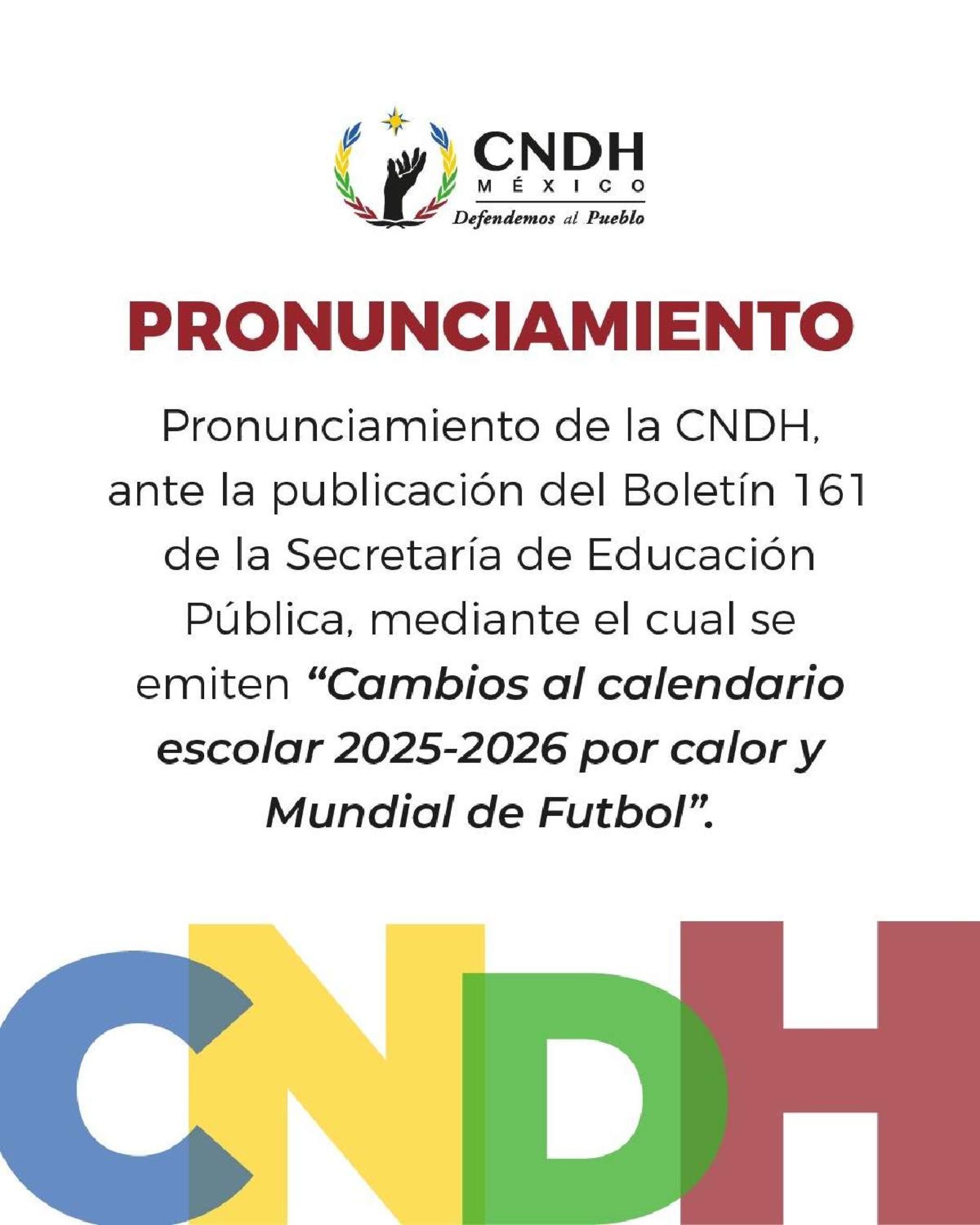 CNDH llama a revisar recorte al ciclo escolar