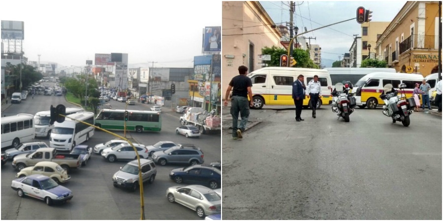 Se manifiestan transportistas; realizaron bloqueos en calles del centro de Cuernavaca y frente a la SMyT