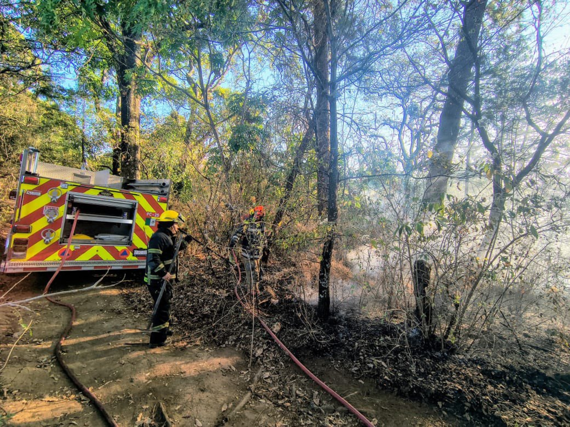 Atiende PC Morelos incendio forestal en Lomas de Ahuatlán