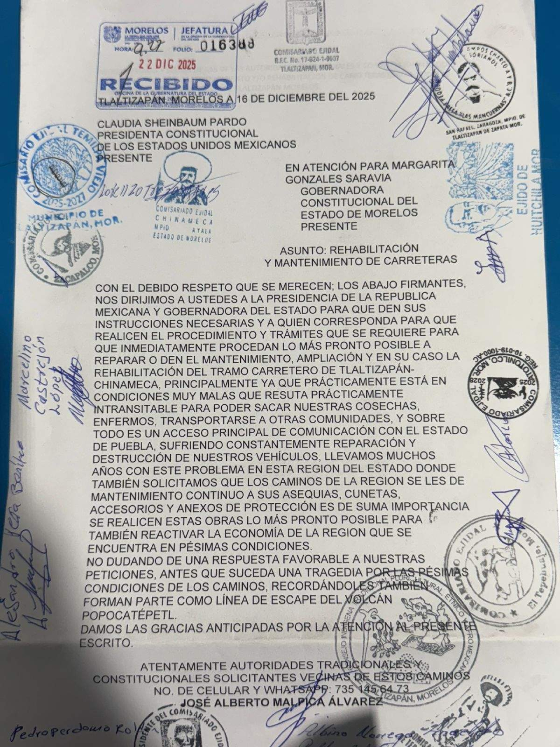 Piden rehabilitación de la carretera Tlaltizapán-Chinameca