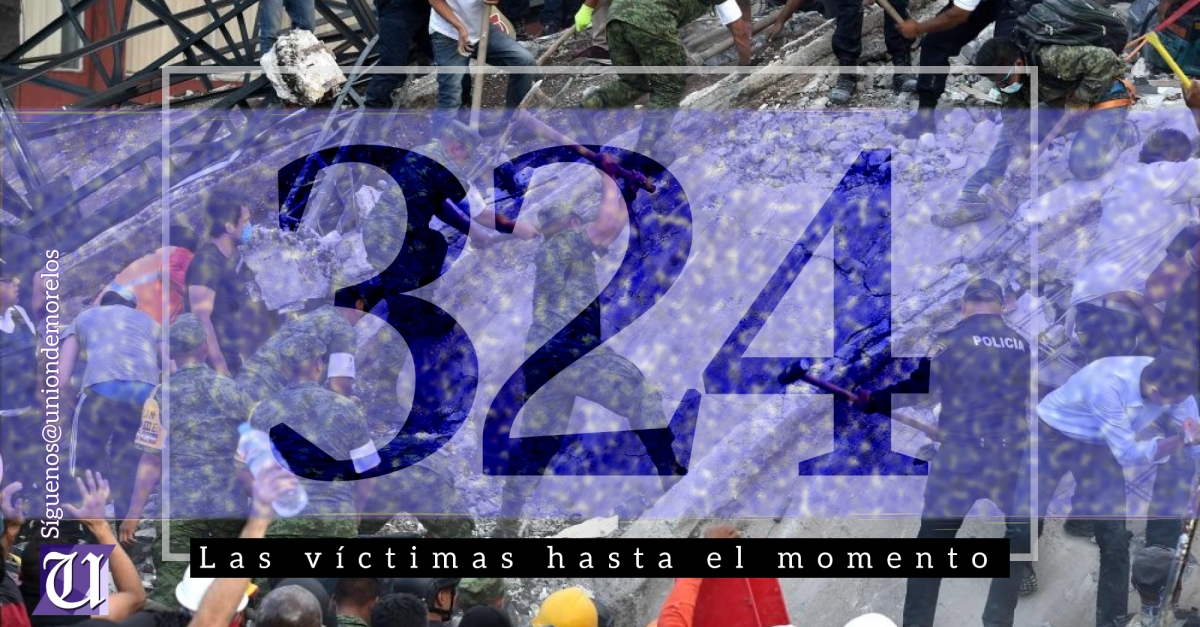 Suman 324 personas fallecidas en el país por sismo 7.1