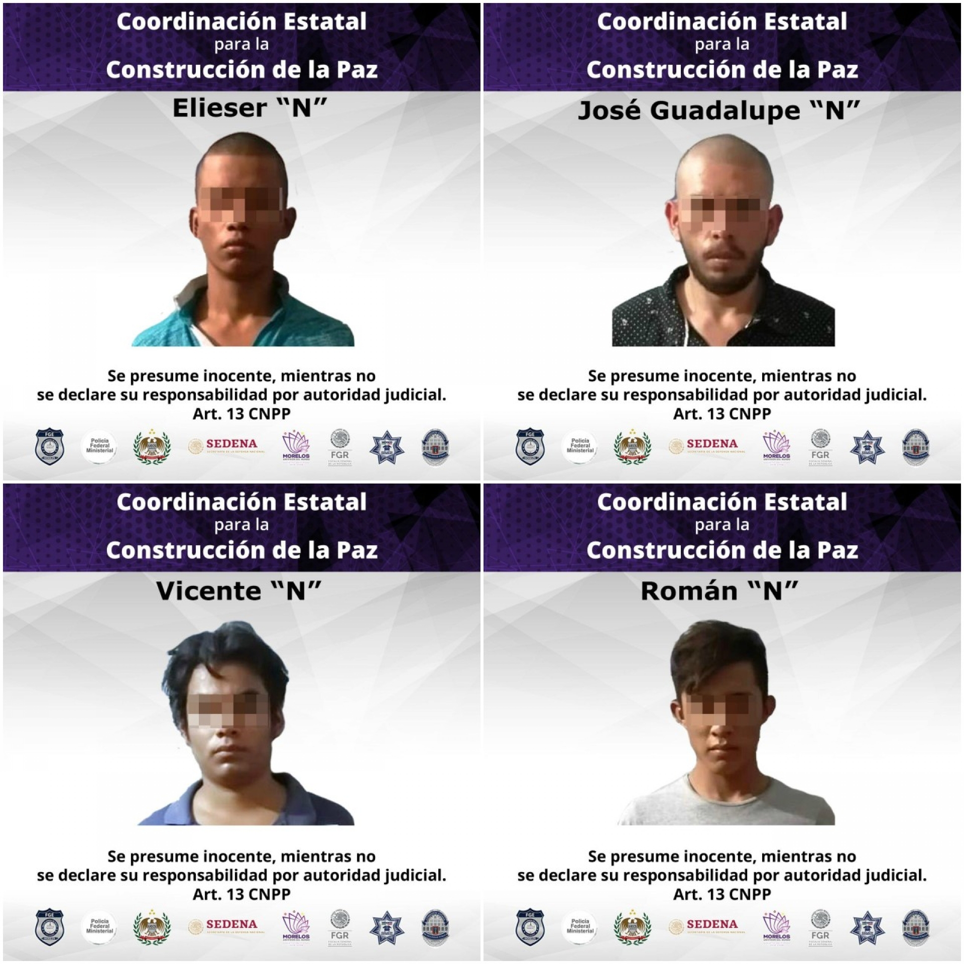 Detienen a cuatro presuntos miembros de la banda de 'Los Rivera', en Tlaquiltenango