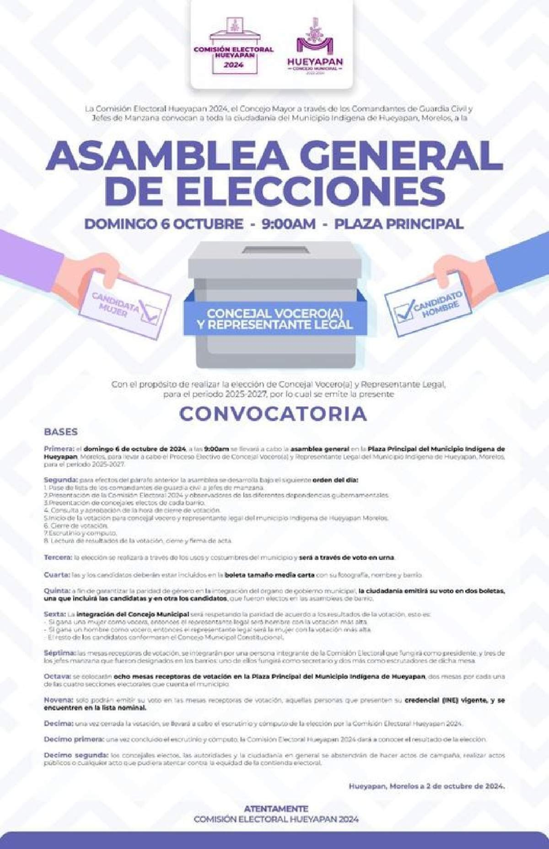 Este domingo Hueyapan elige autoridades