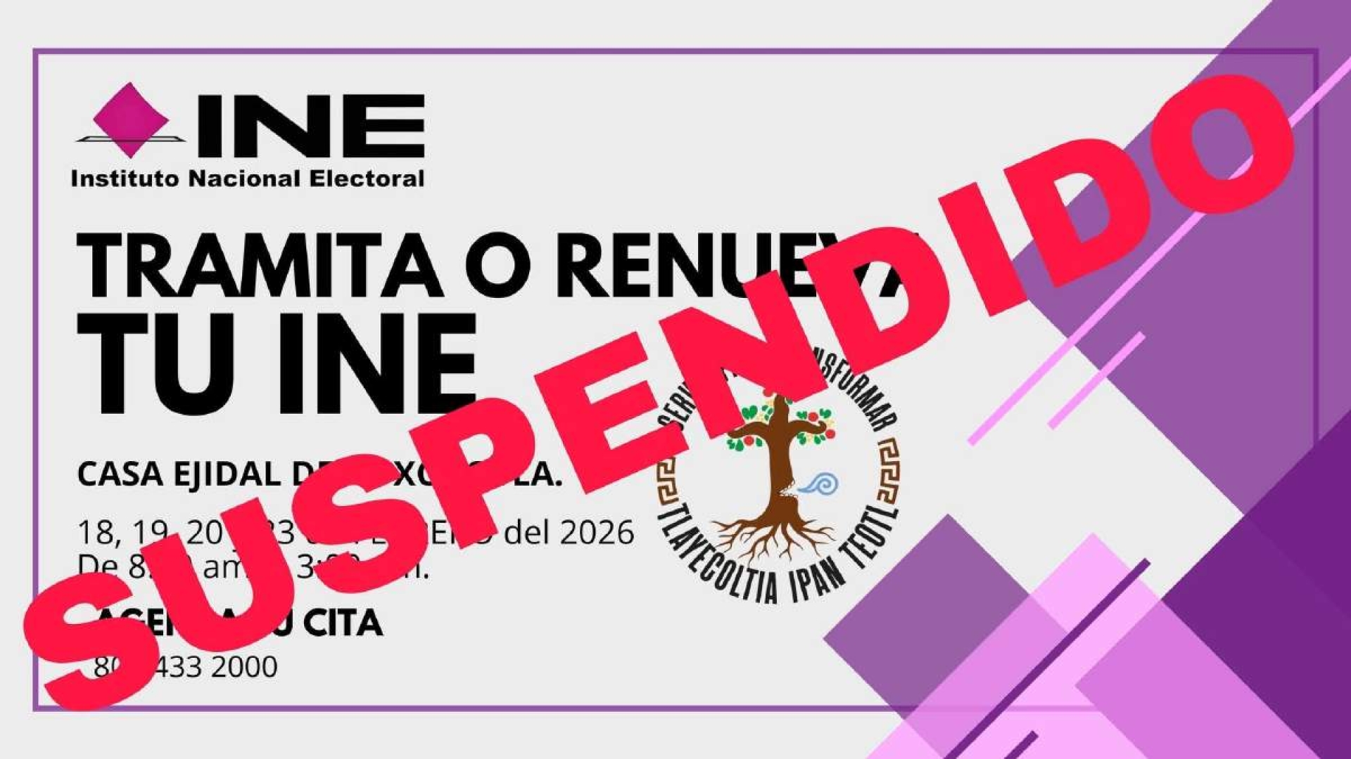 Suspende INE módulos itinerantes en surponiente por seguridad