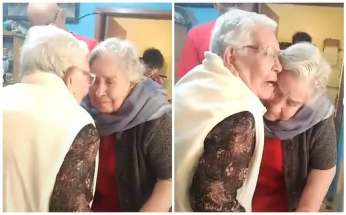 Hermanas de 90 años se reencuentran después de un año sin verse