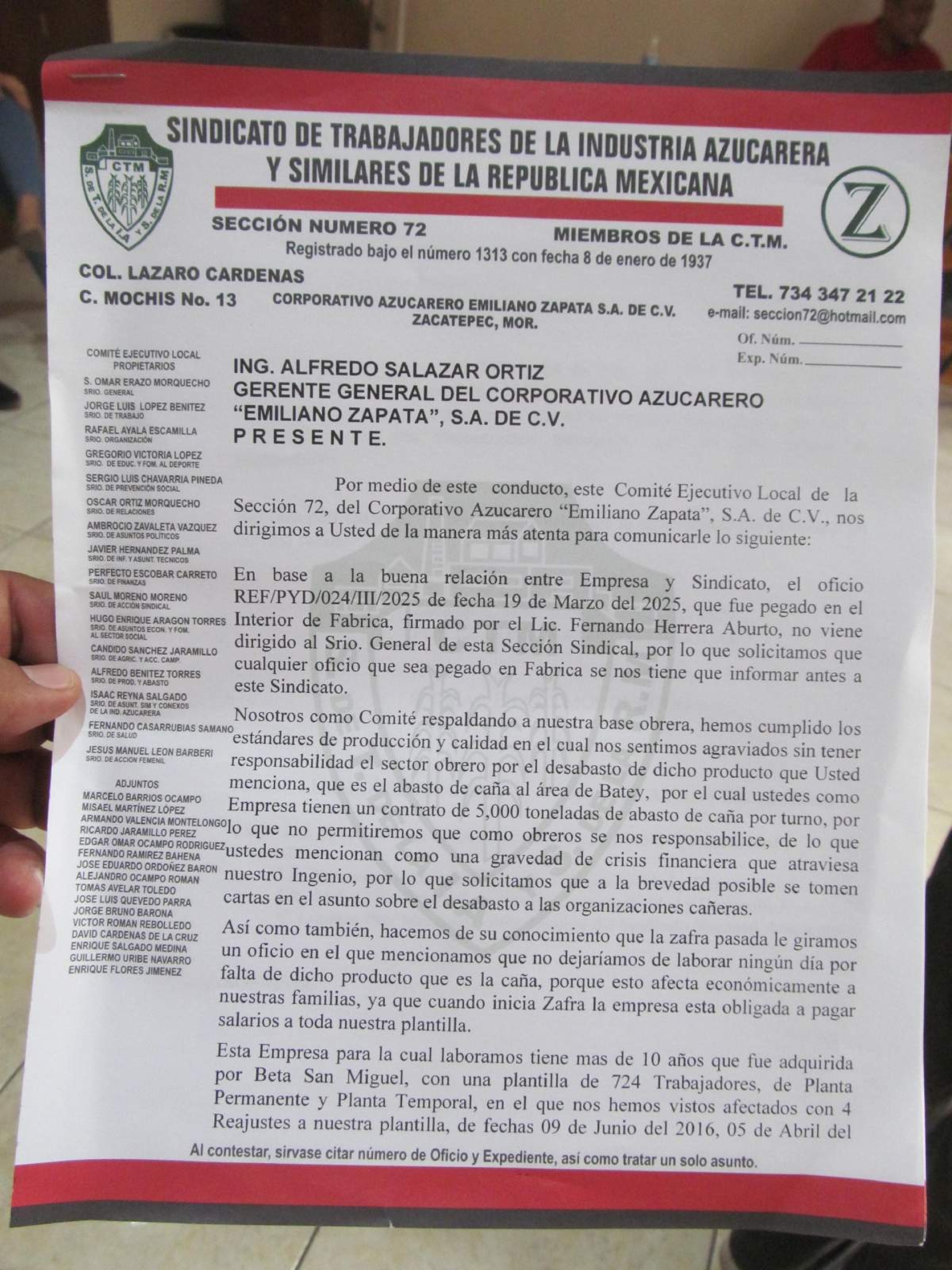 Se deslindan obreros de crisis financiera en el IEZ