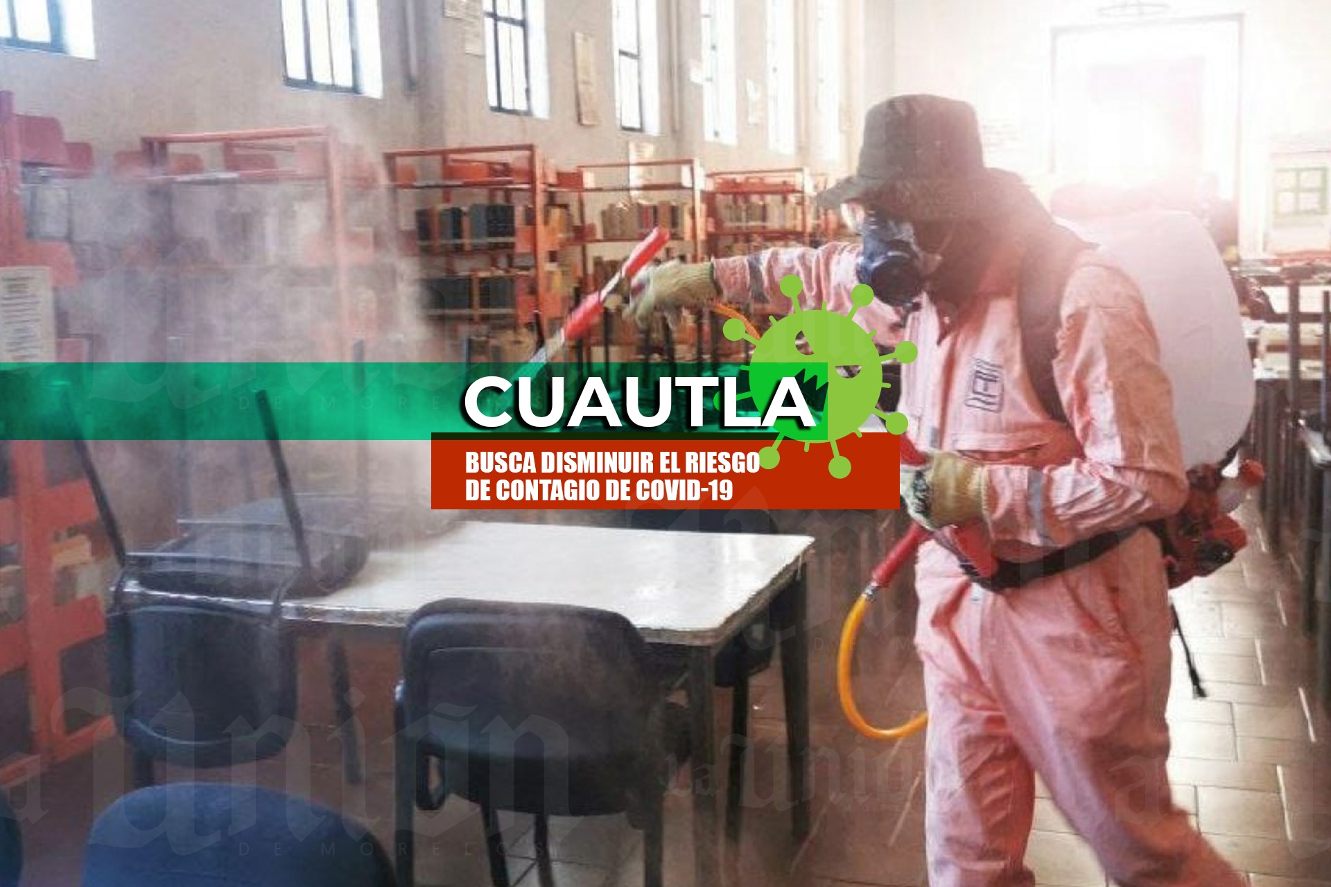 Desinfectan biblioteca, albergue y residencia de adultos mayores en Cuautla