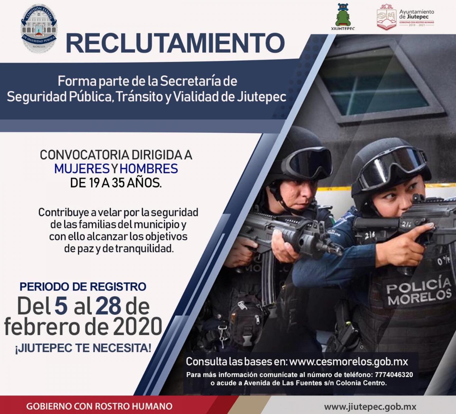 Abren convocatoria de ingreso a la Secretaría de Seguridad Pública y Tránsito de Jiutepec