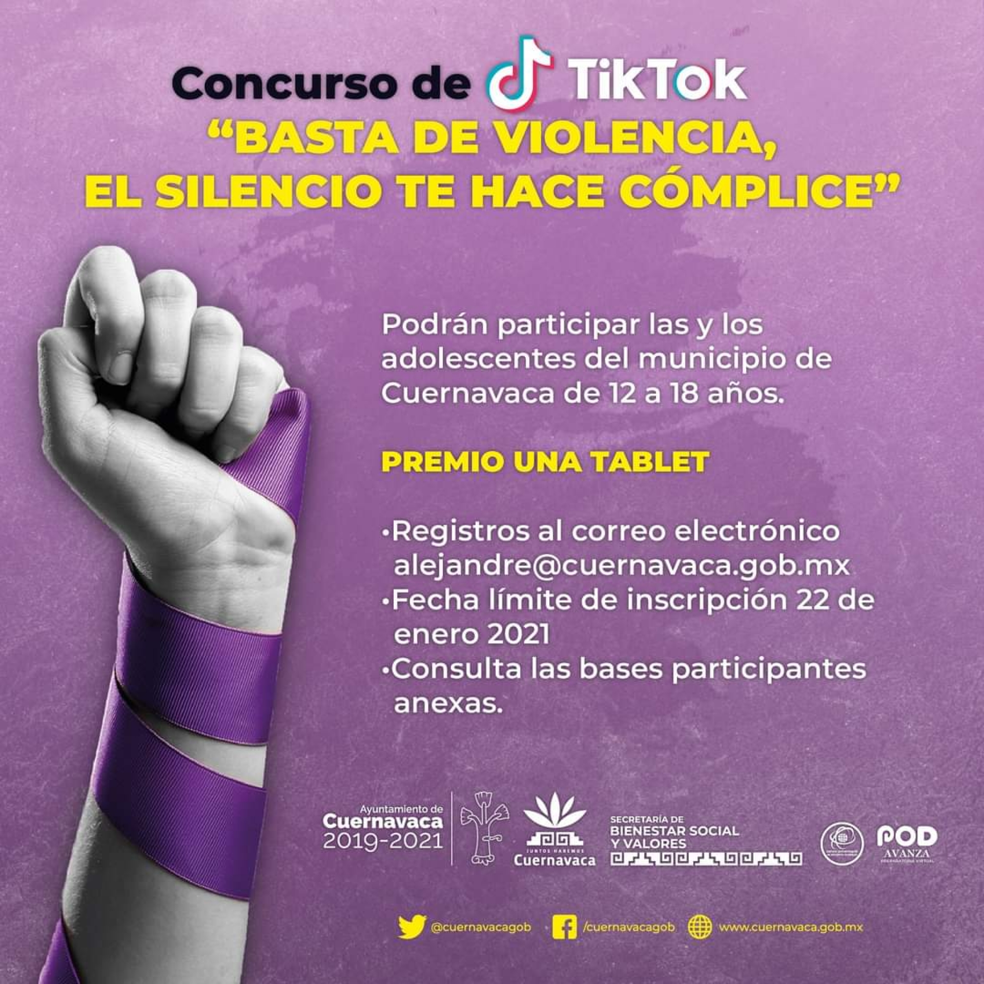 Convoca ayuntamiento capitalino al concurso de TikTok 'Basta de violencia'