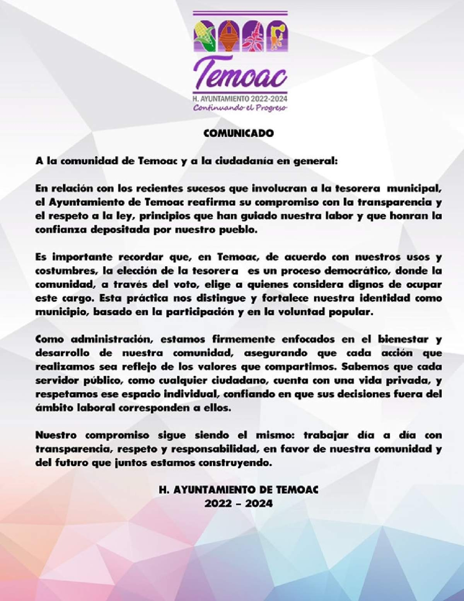 La tesorera de Temoac fue elegida por su comunidad: Ayuntamiento