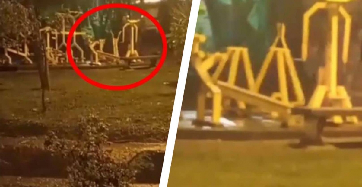 Captan en video a "fantasma haciendo ejercicio" en un parque