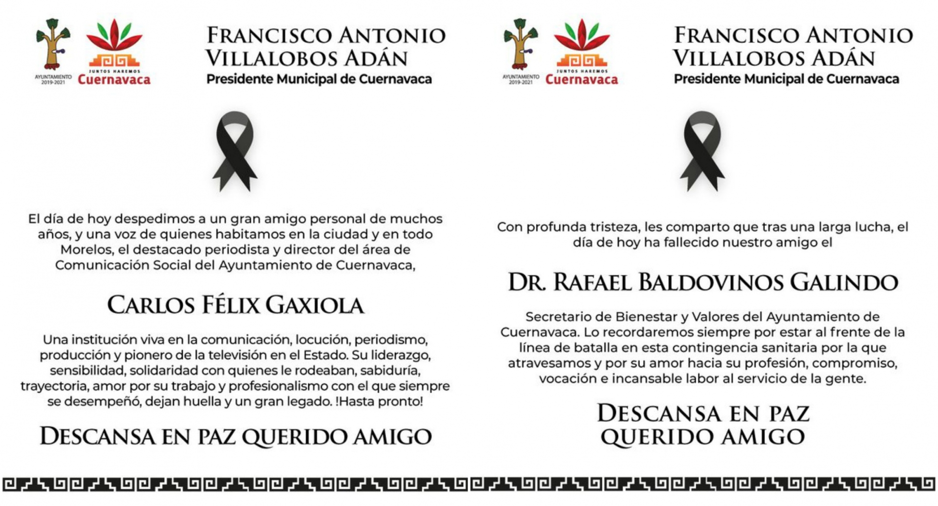 Confirma alcalde decesos del periodista Carlos Félix y del secretario Rafael Baldovinos