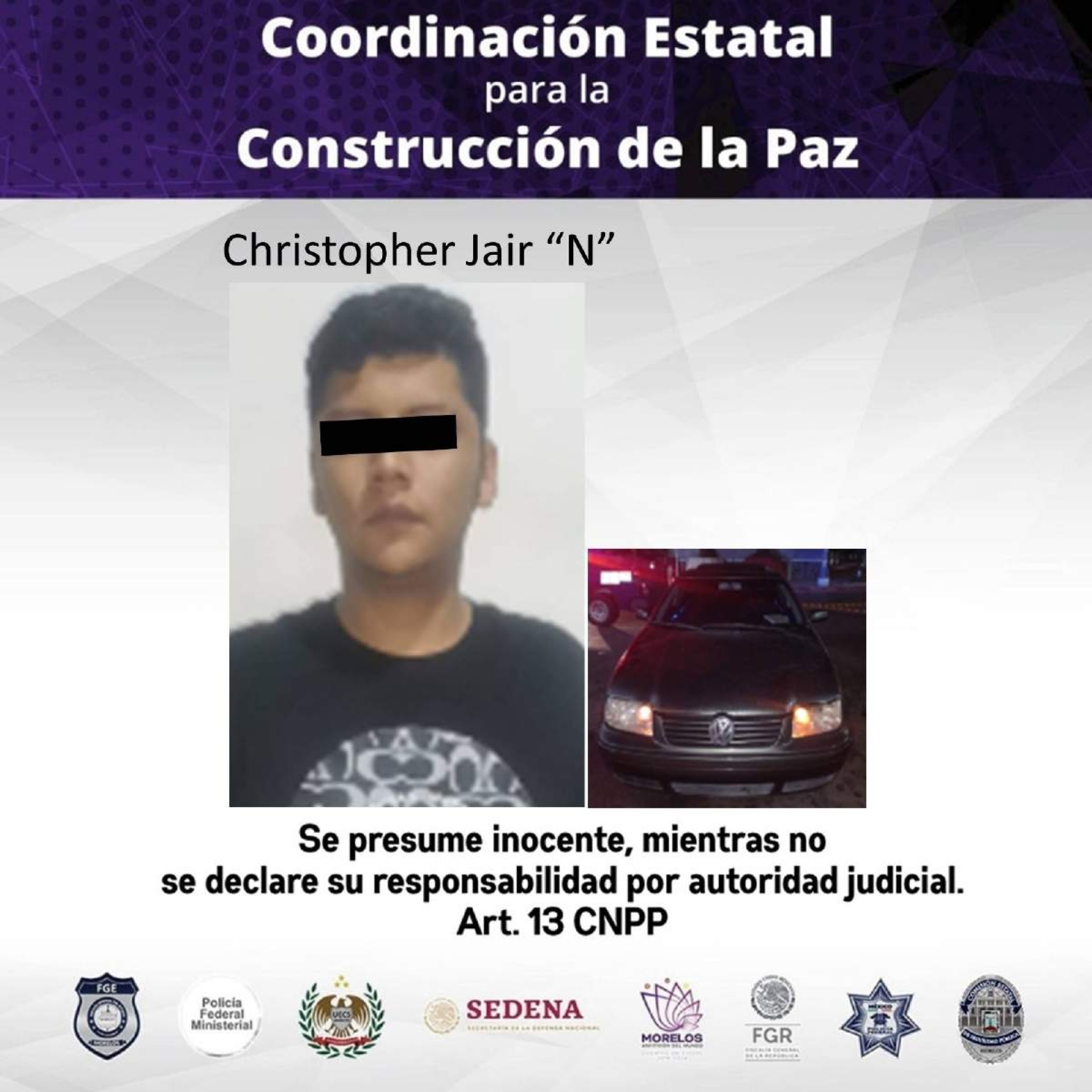 Lo arrestaron en posesión de un auto robado