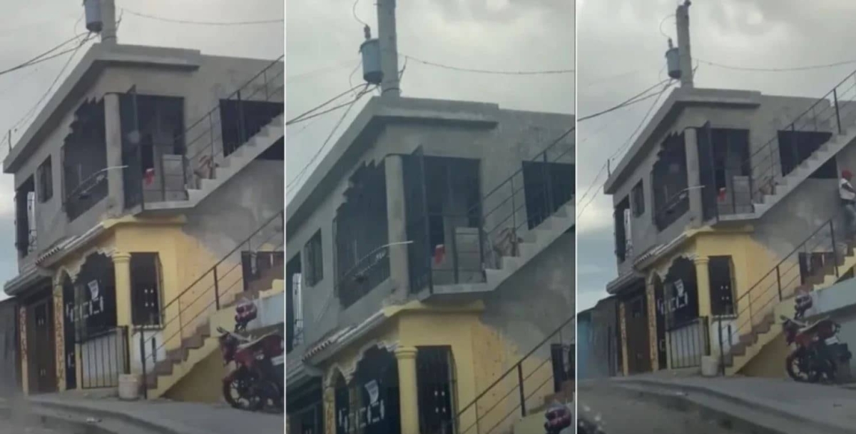 Construye su casa y utiliza poste de luz como columna