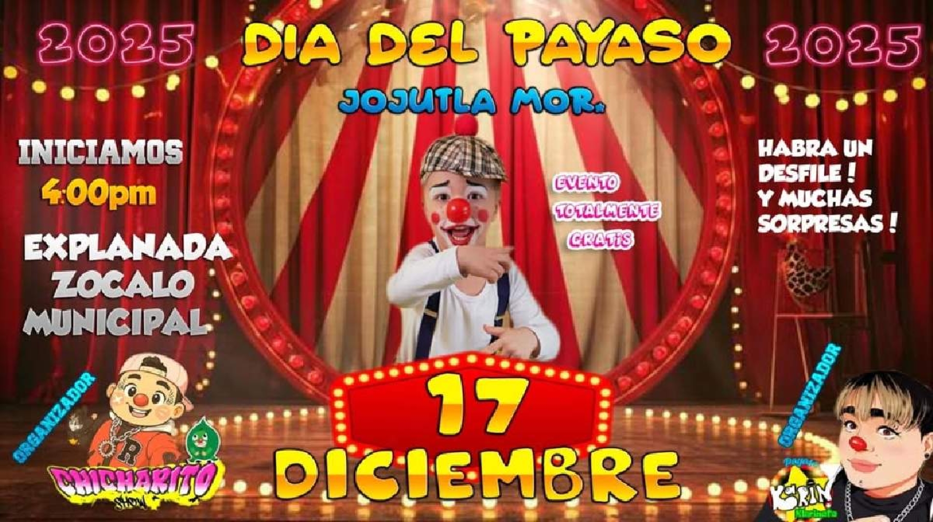 Con desfile, celebrarán Día del Payaso en Jojutla
