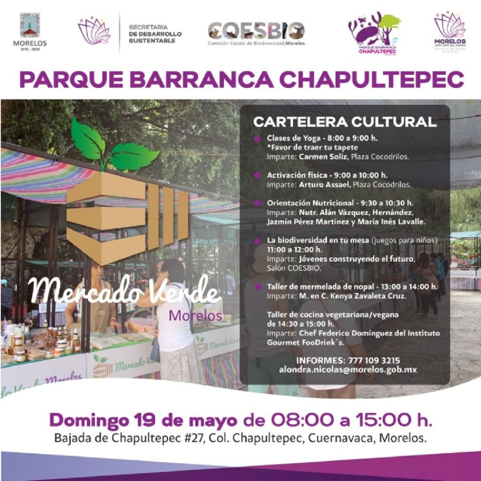 Este domingo habrá Mercado Verde en Parque Barranca Chapultepec
