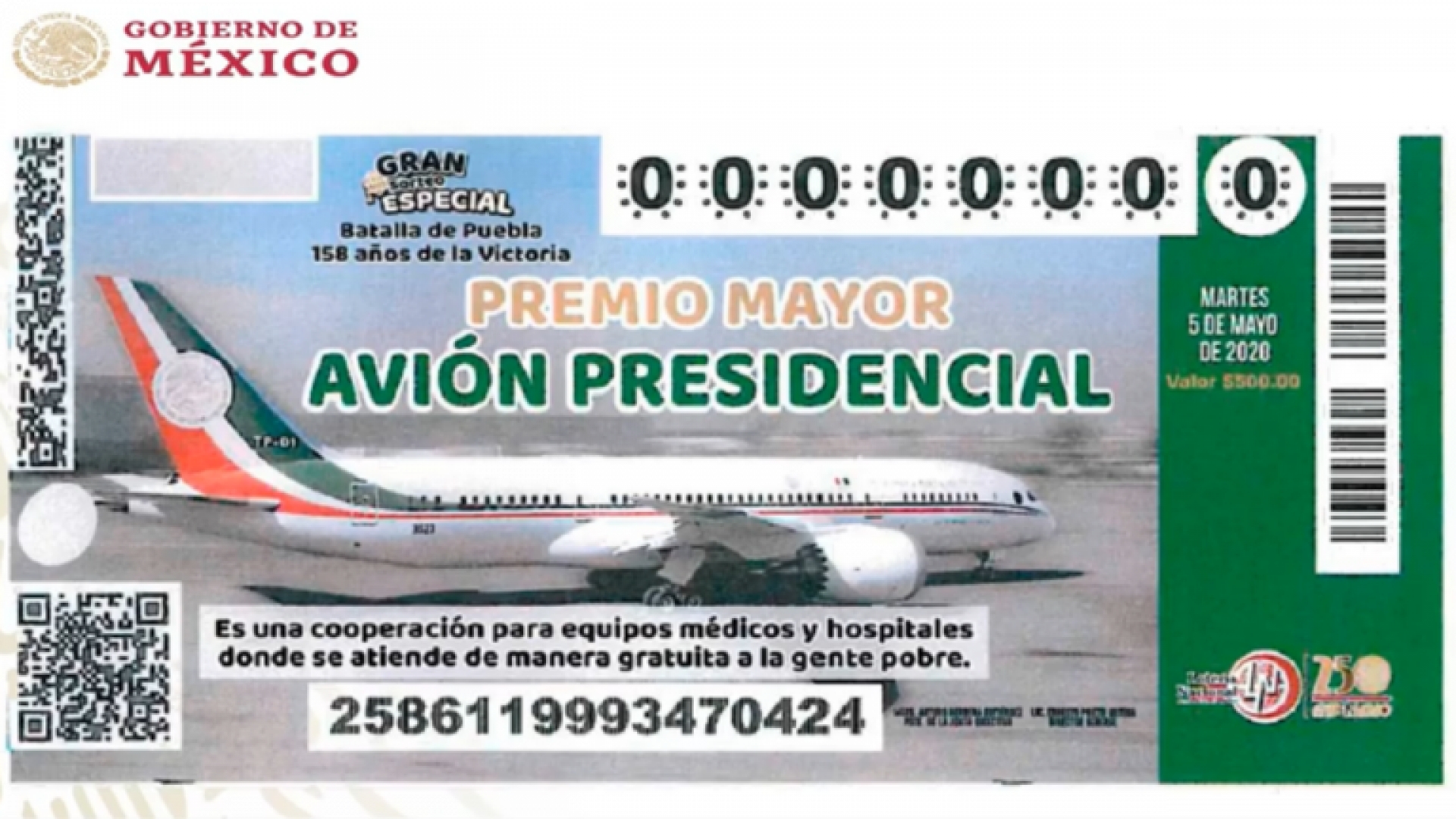 Lotería Nacional apenas ha vendido 25% de los ‘cachitos’ para la rifa del avión presidencial