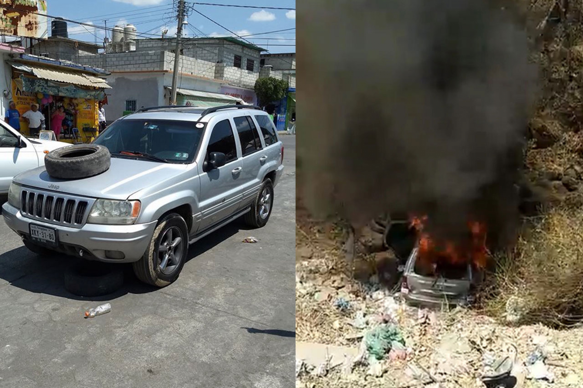 Vecinos de Amayuca queman camioneta de presuntos asaltantes