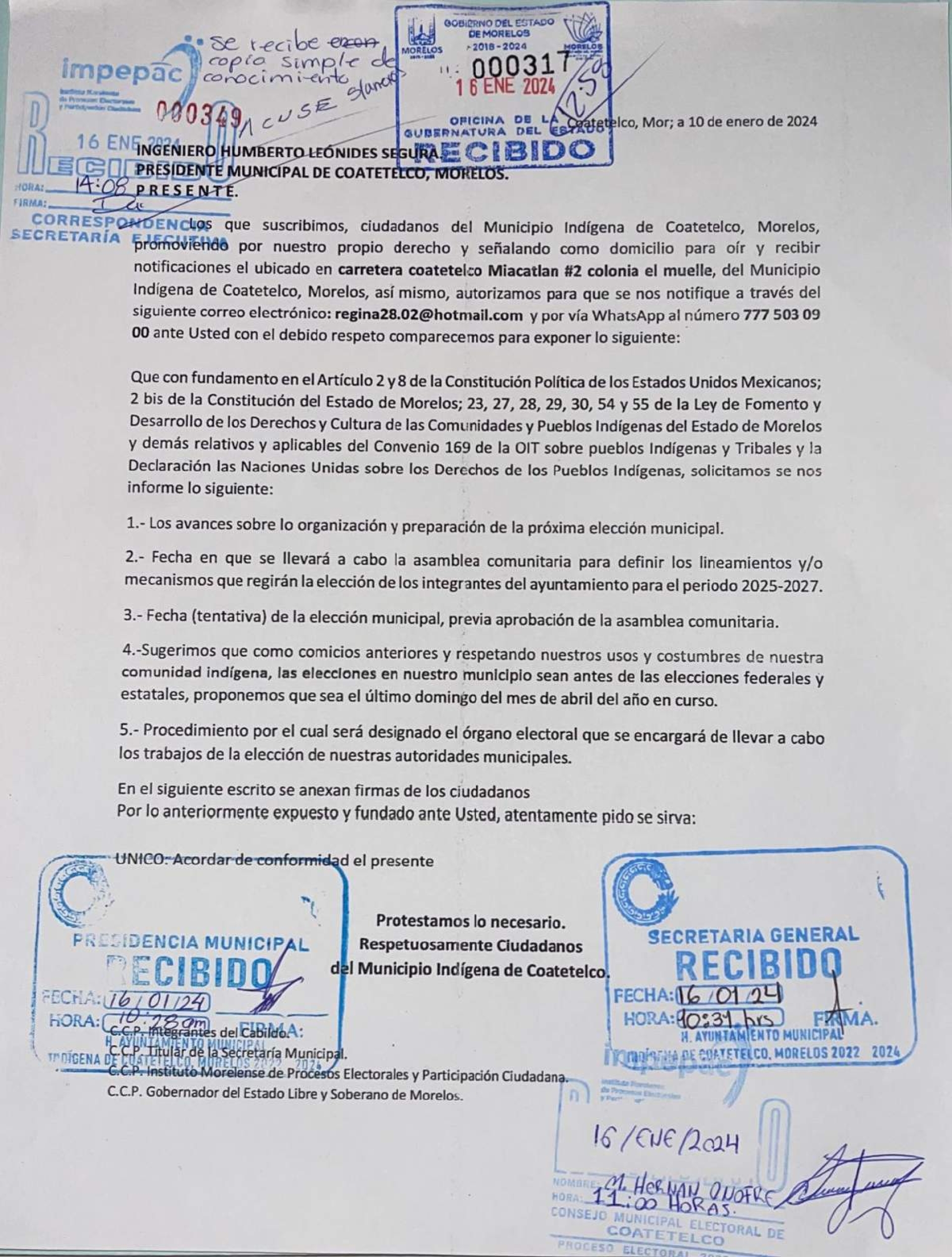 Piden convocatoria para renovar la administración de Coatetelco