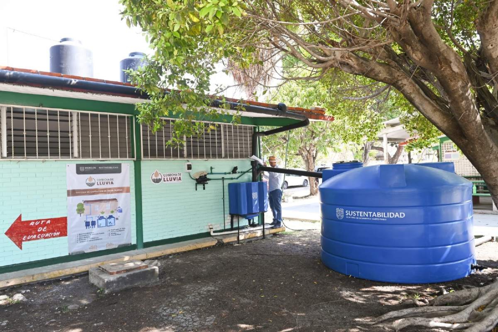 Instalan captación de agua pluvial en secundaria de Jojutla