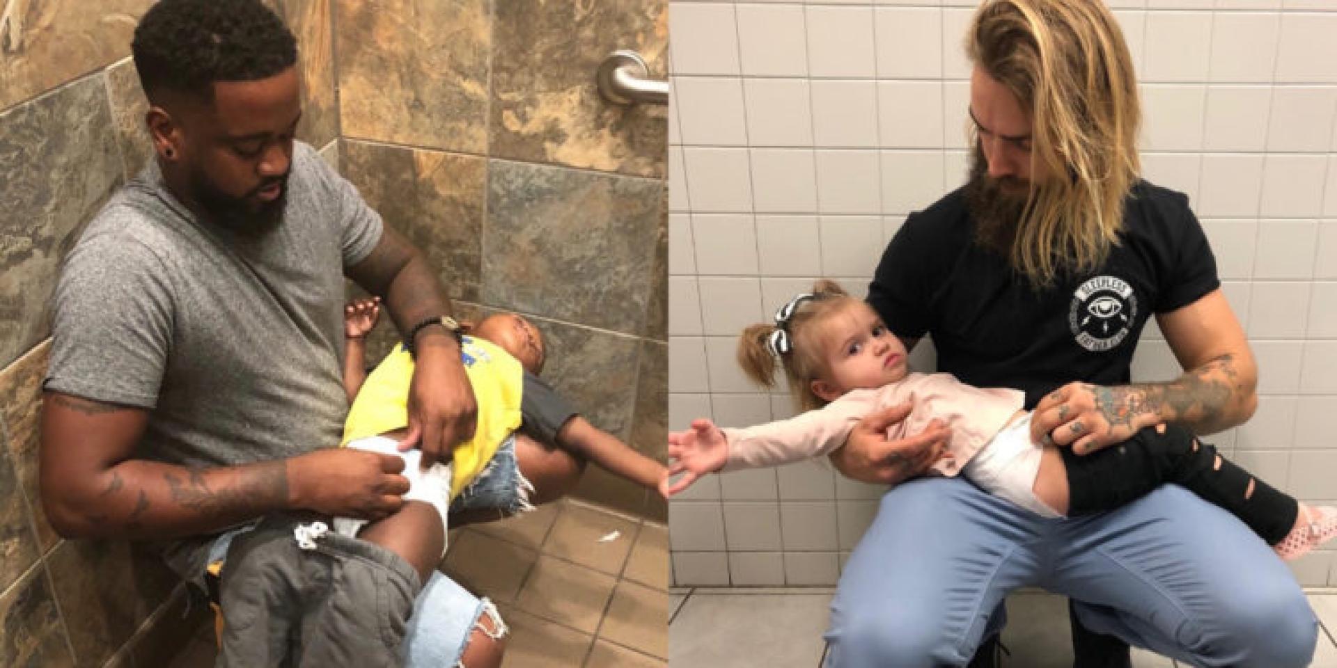 Padre crea campaña para pedir mesas de cambiar pañales en los baños de hombres
