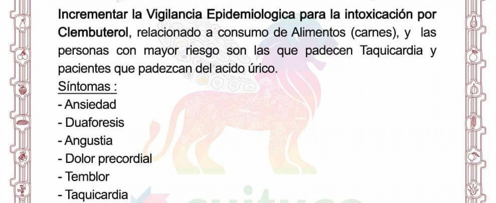 Confirman que se levantó la alerta sanitaria por intoxicación alimentaria por clembuterol