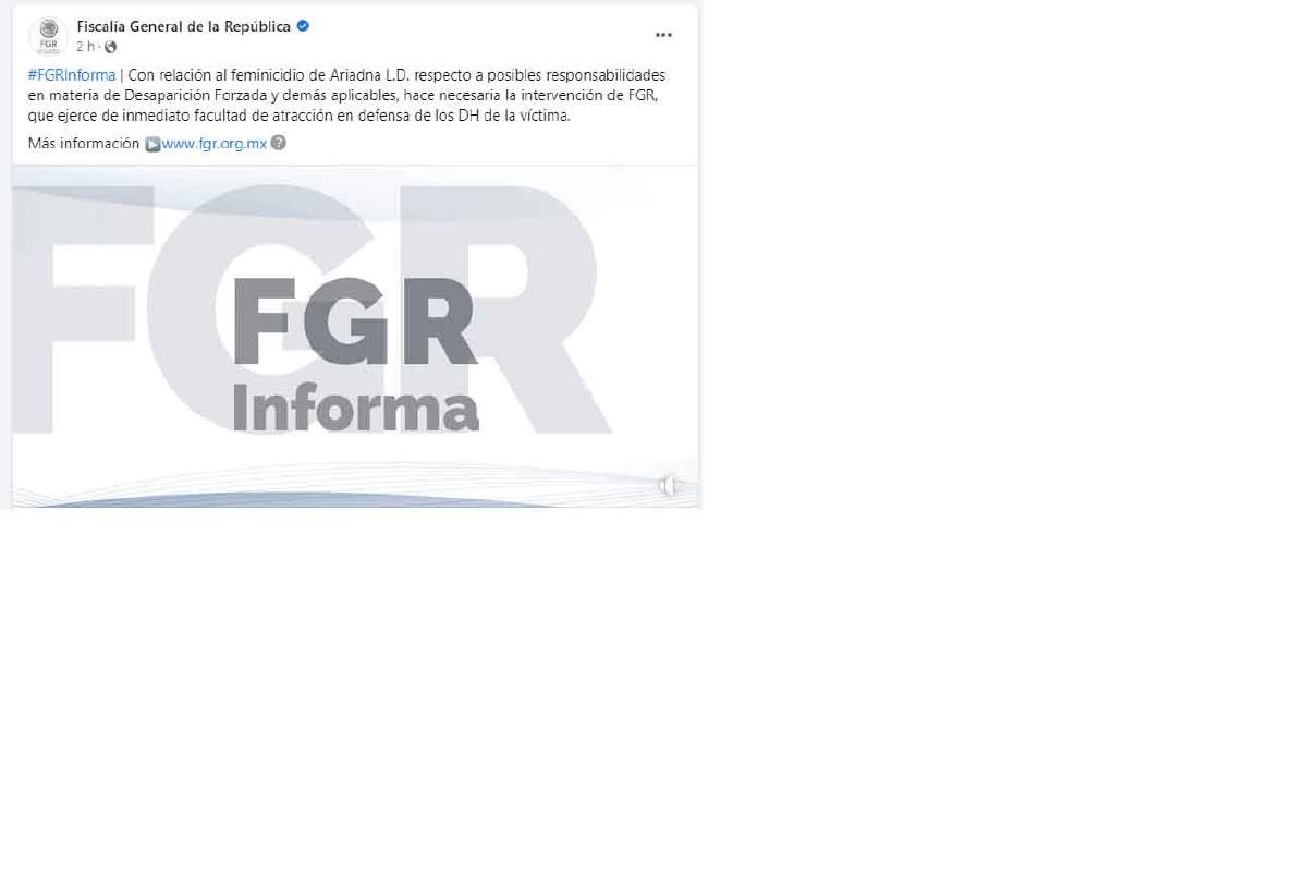 FGR pone en evidencia los yerros de la FGE en caso Ariadna