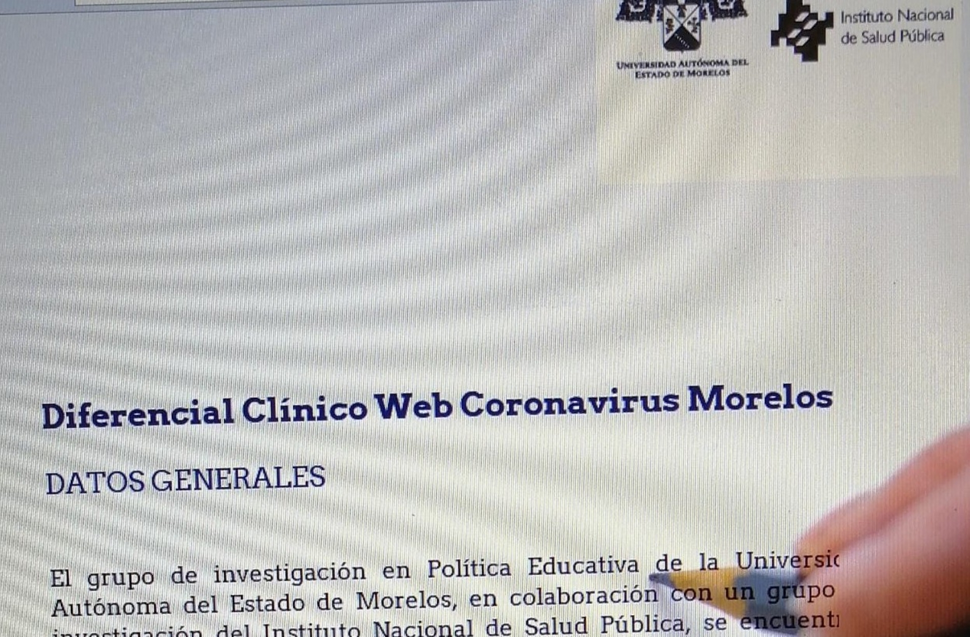 Promueven UAEM e INSP encuesta 'Diferencial clínico web coronavirus Morelos'