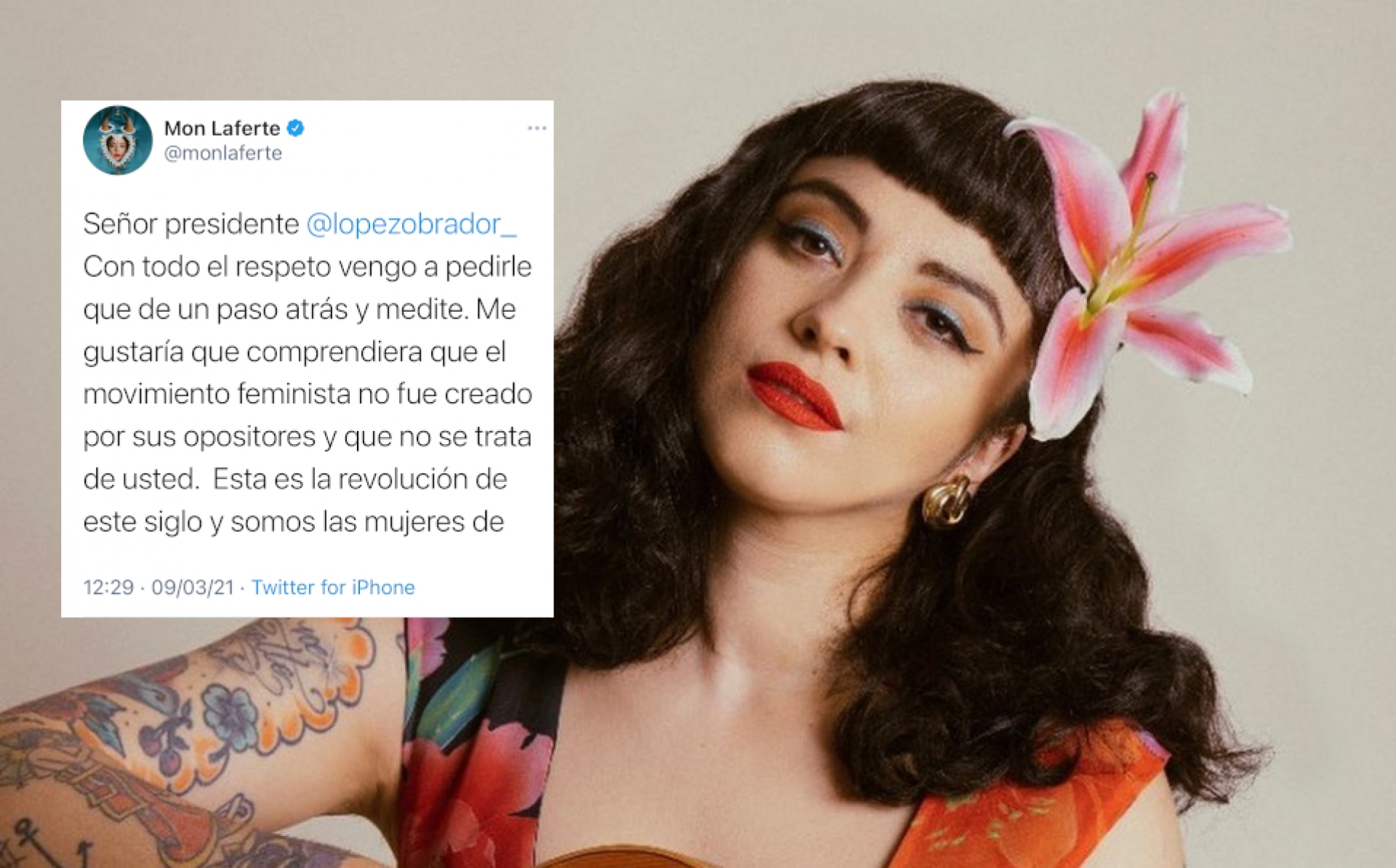 “Vengo a pedirle que dé un paso atrás”: Mon Laferte llama a AMLO a comprender el movimiento feminista