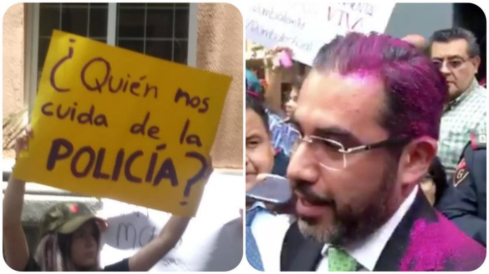 ‘Pintan’ al Secretario Jesús Orta durante manifestación contra policías violadores