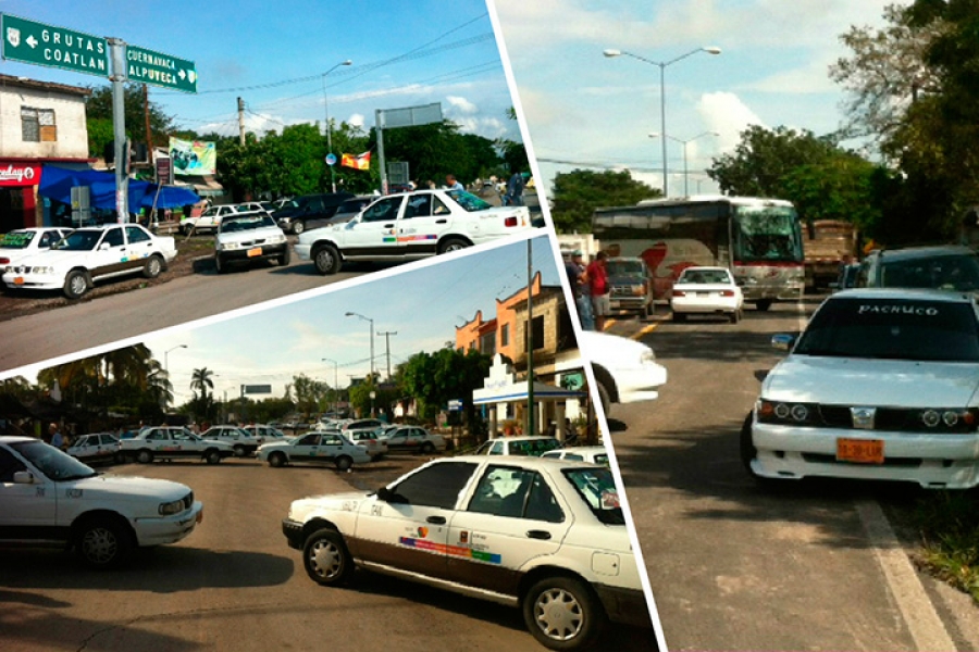 Taxistas bloquean carreteras en la región sur poniente