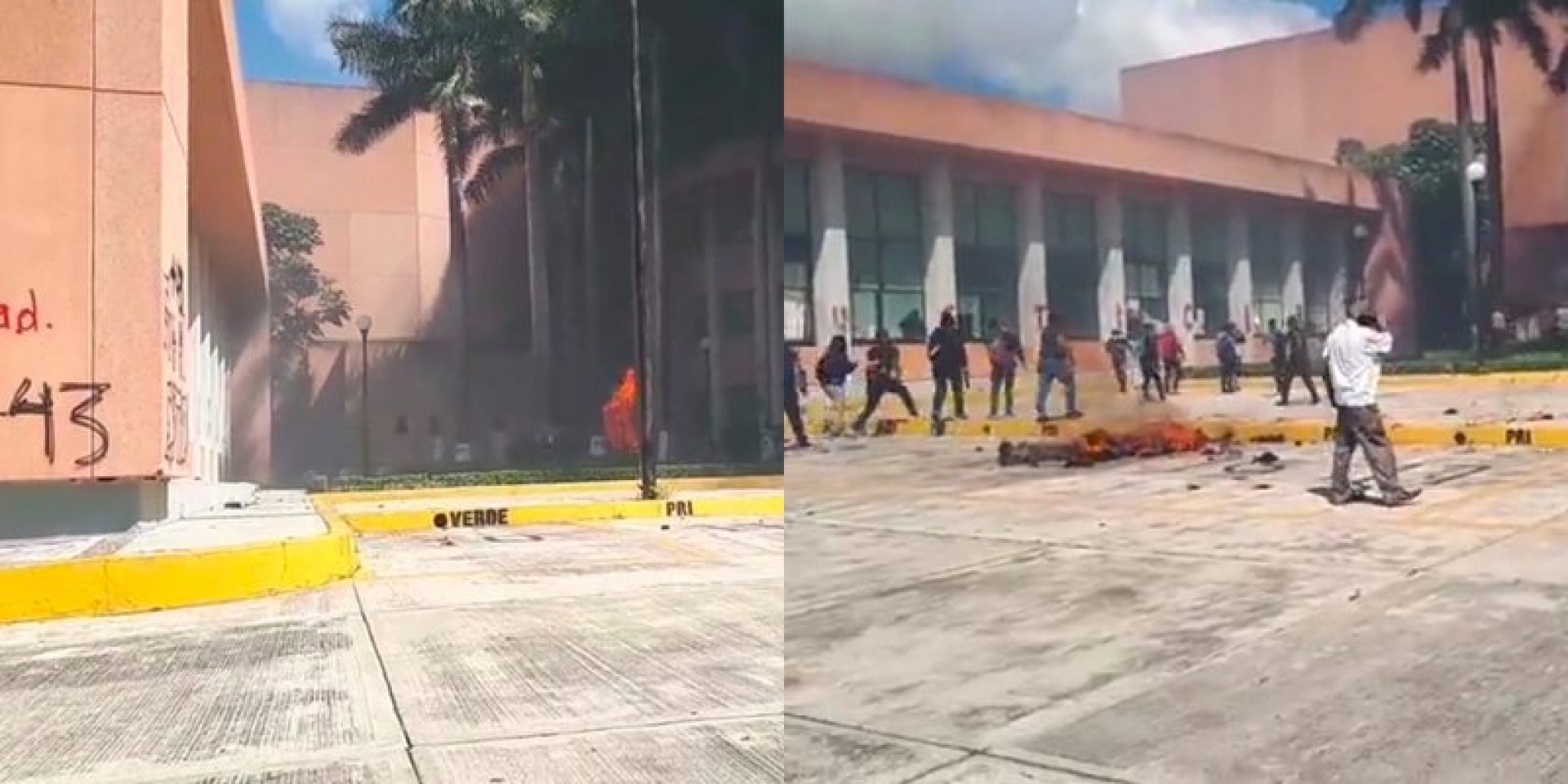 Normalistas de Ayotzinapa vandalizan el Congreso de Guerrero