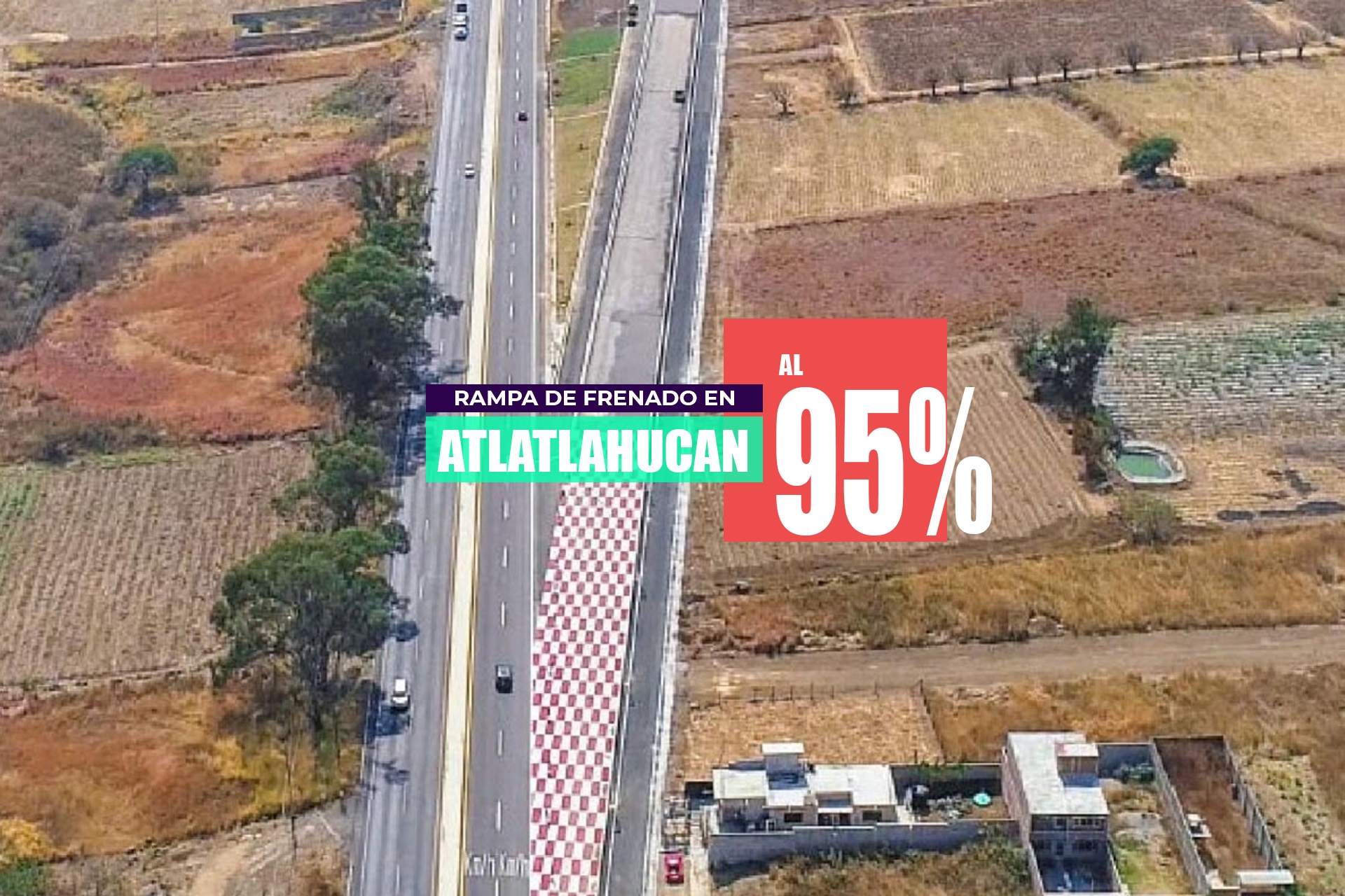 Rampa de frenado en Atlatlahucan, al 95 por ciento