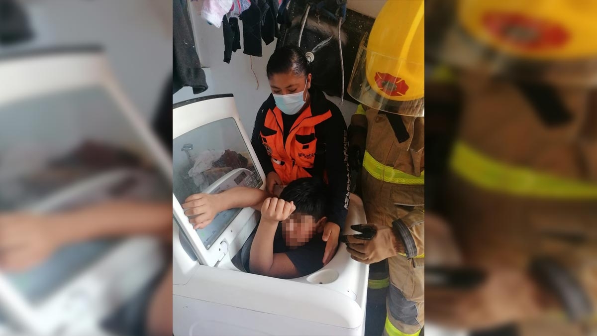 ¡No es broma! Niño queda atrapado en lavadora en Puebla