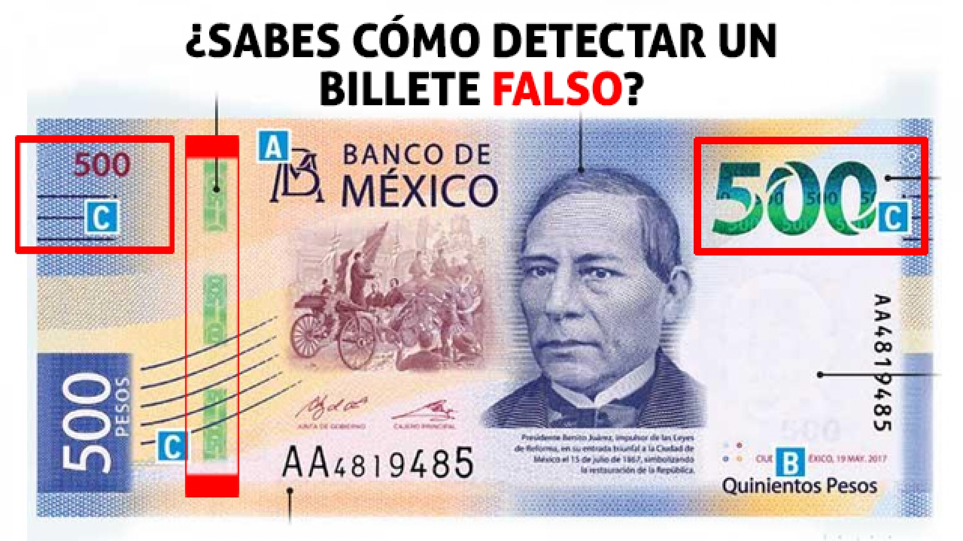 ¿Cómo identificar billetes falsos de $500 pesos?