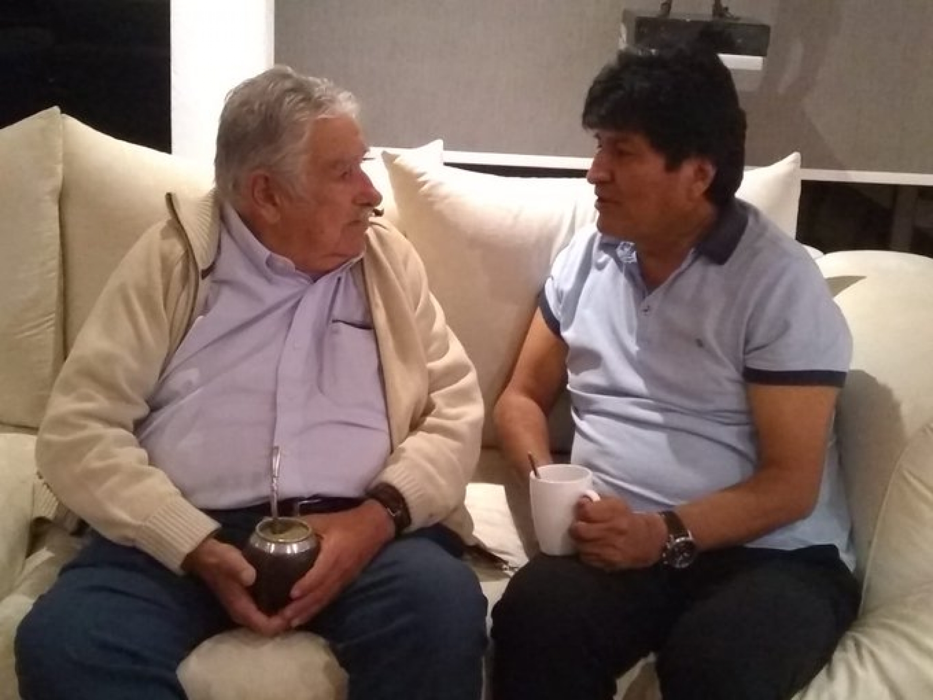 José Mujica visita a Evo Morales en México