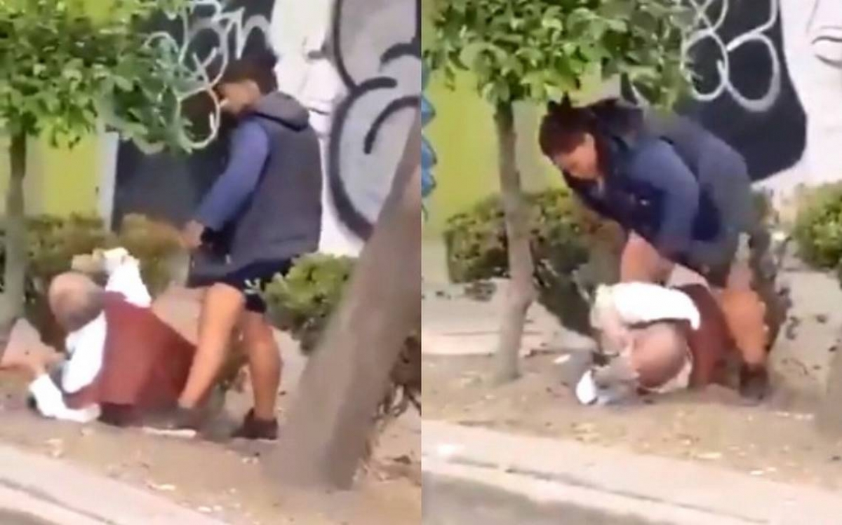 Mujer golpea a un adulto mayor en CDMX