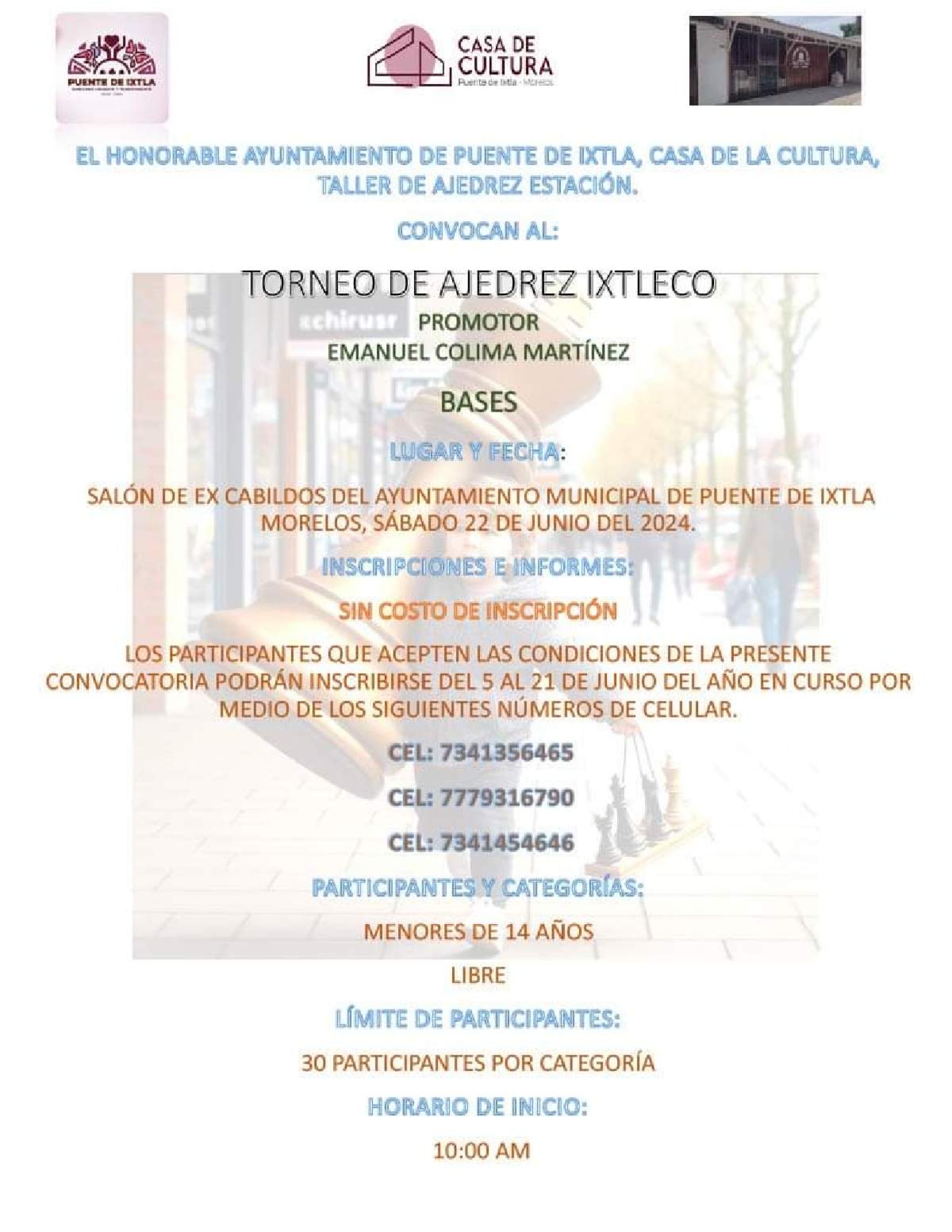 Anuncian torneo de ajedrez en Puente de Ixtla