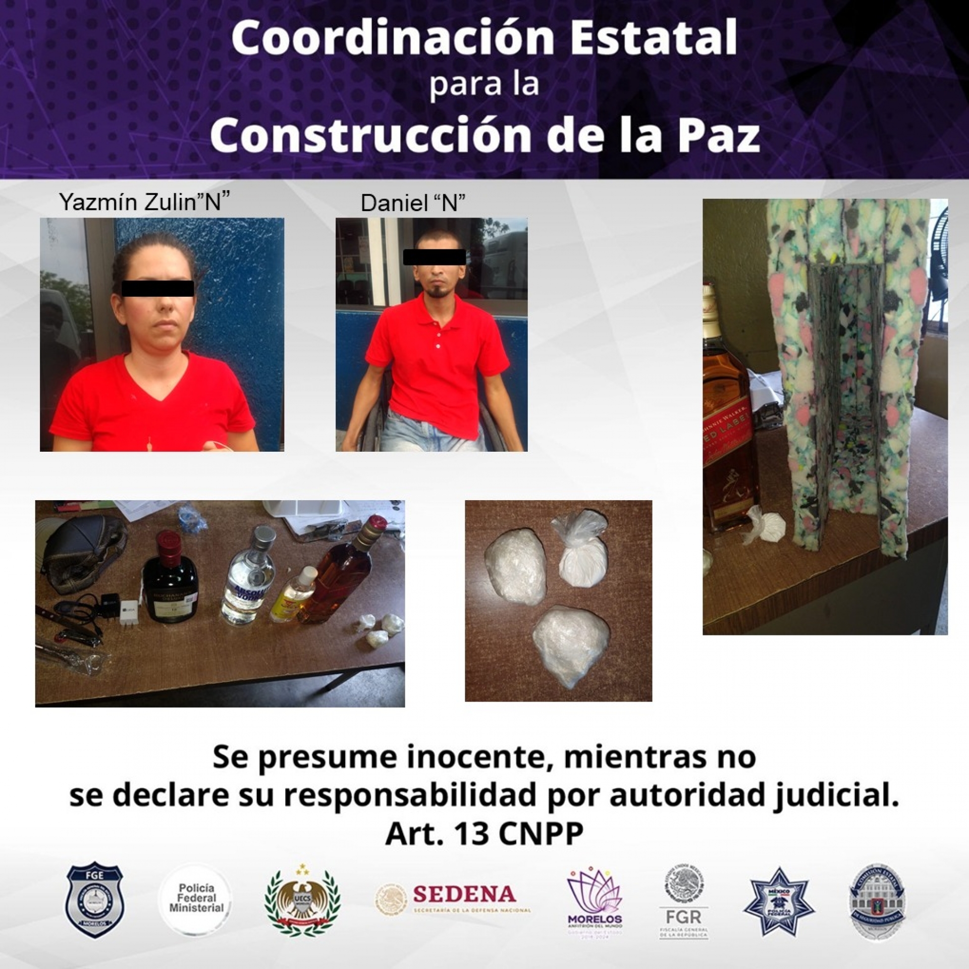 Detienen a pareja que intentaba introducir alcohol y droga al Cereso Morelos