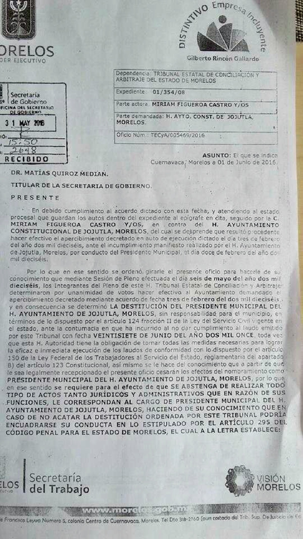 Destituyen al edil de Jojutla