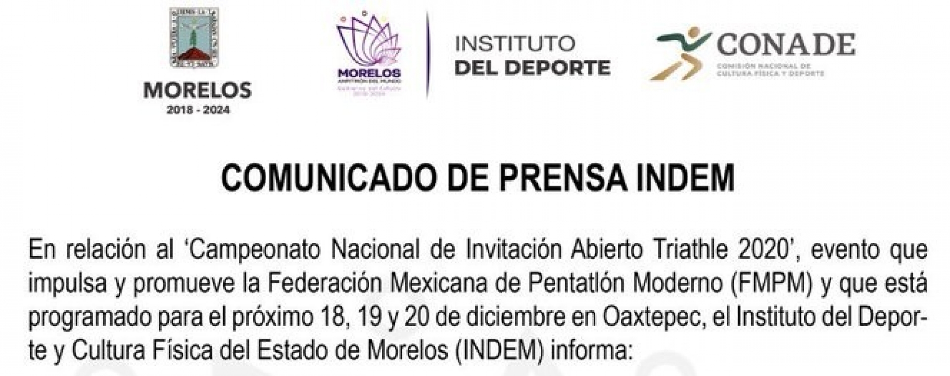 Se deslinda Indem de 'Campeonato Nacional de Invitación Abierto Triathle'