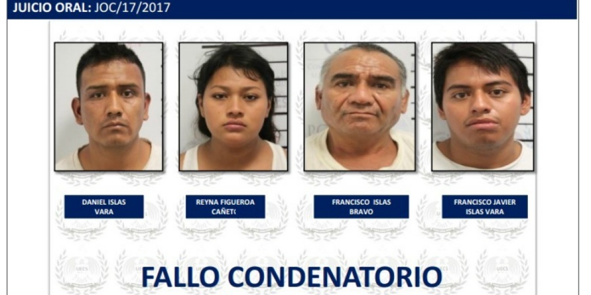 Informa FGE que cuatro secuestradores fueron sentenciados a 70 años de prisión