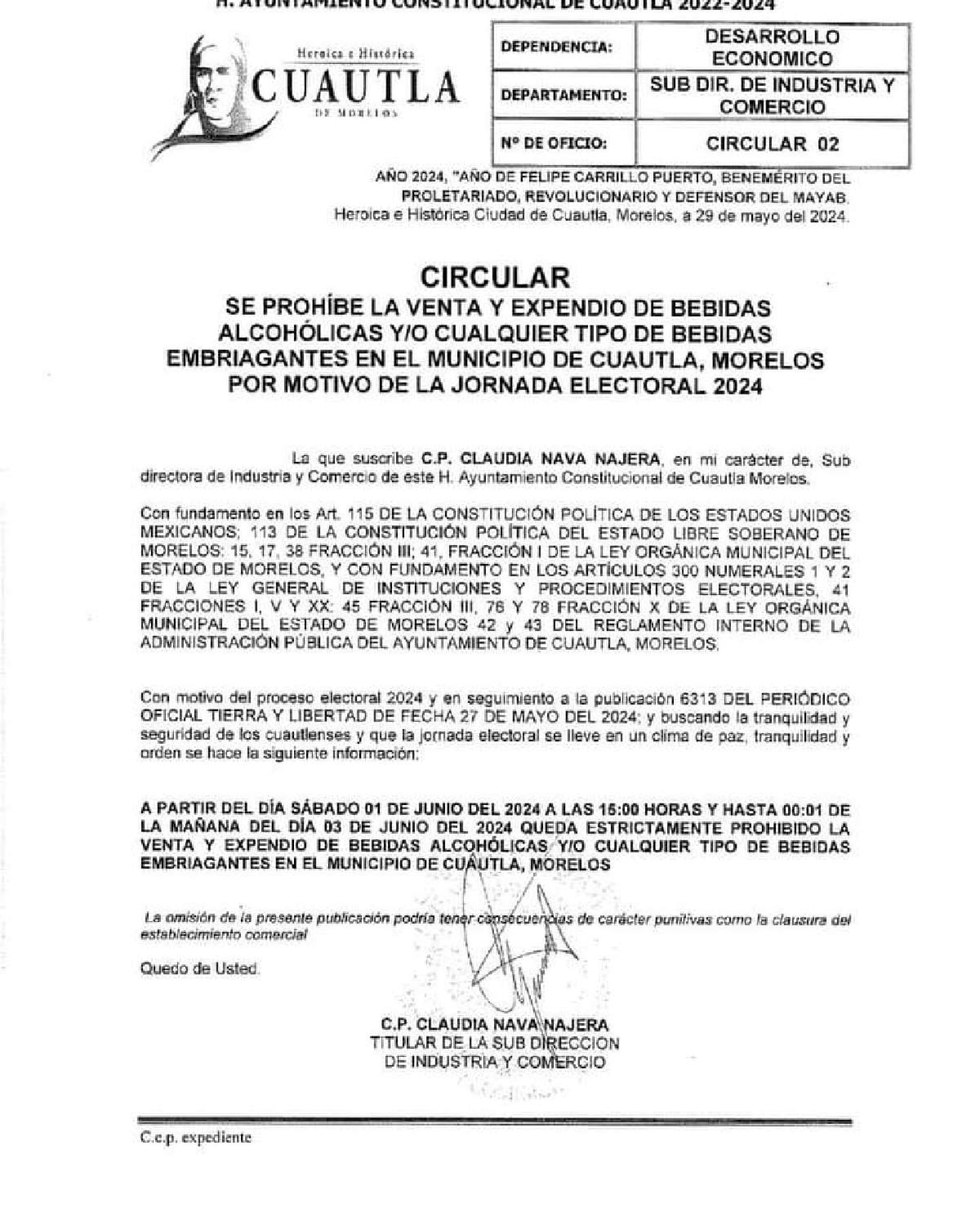 Confirman ley seca en Cuautla durante la jornada electoral
