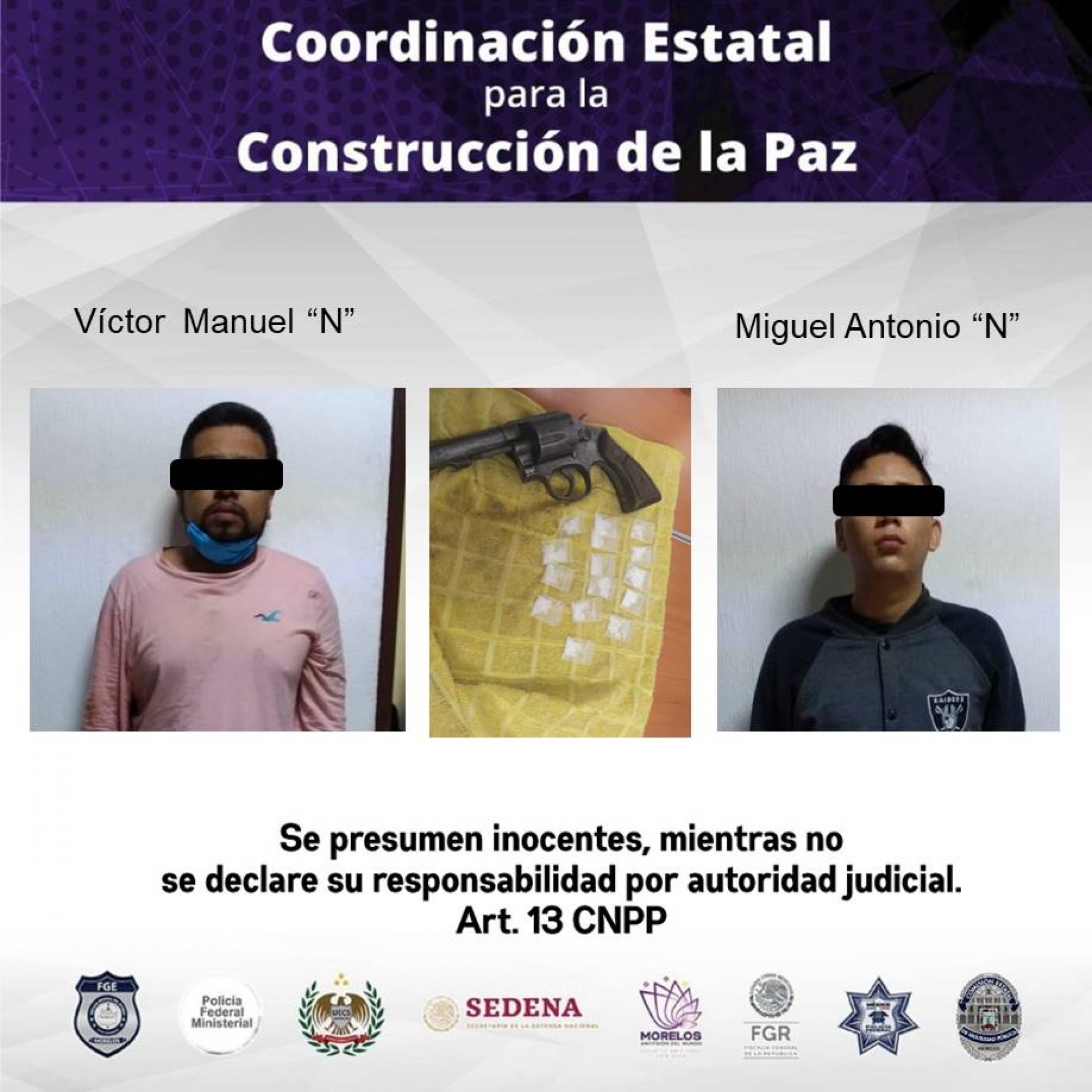 Detienen a dos hombres por delitos contra la salud y posesión de arma de fuego
