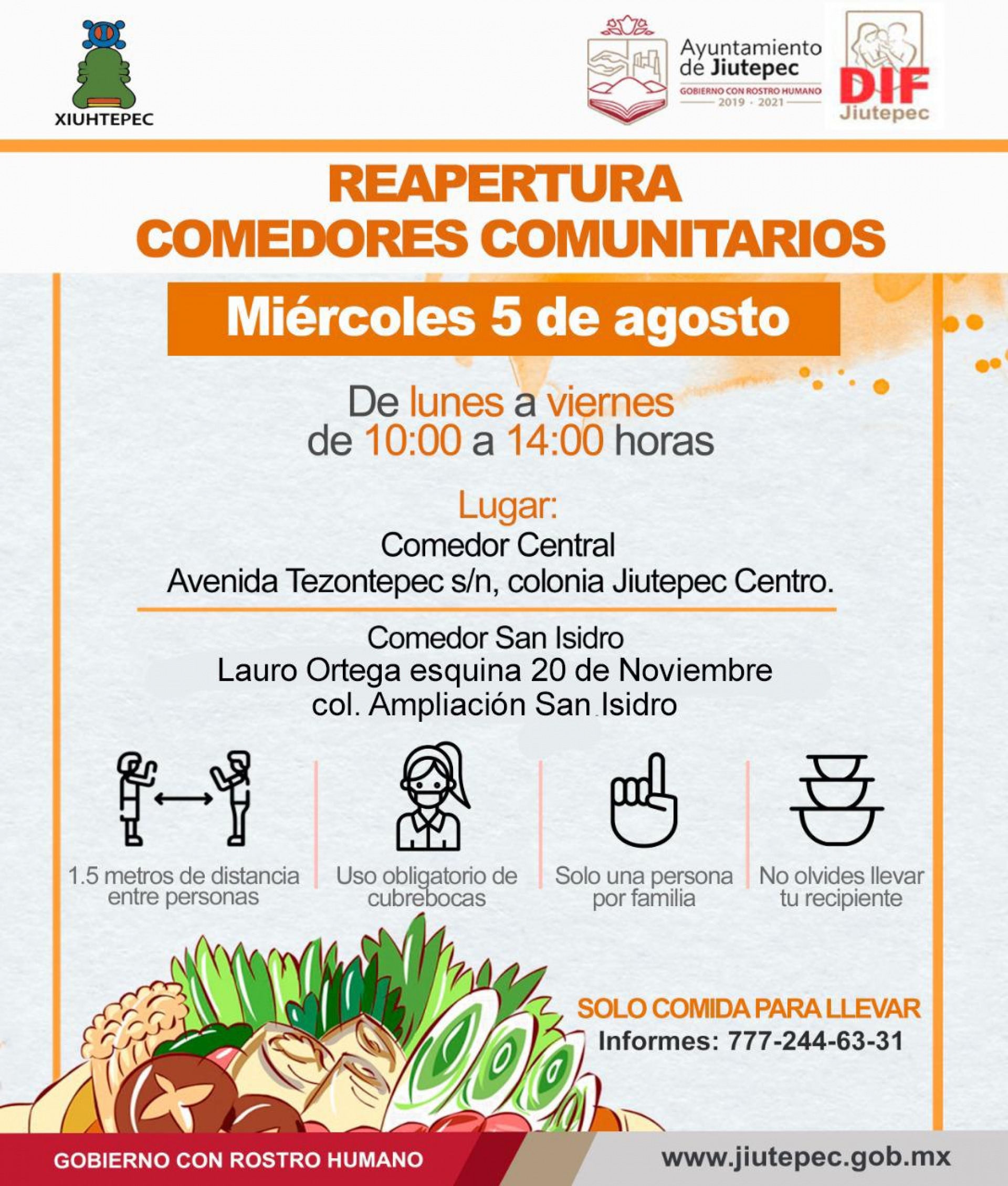 Reapertura DIF Jiutepec dos comedores comunitarios