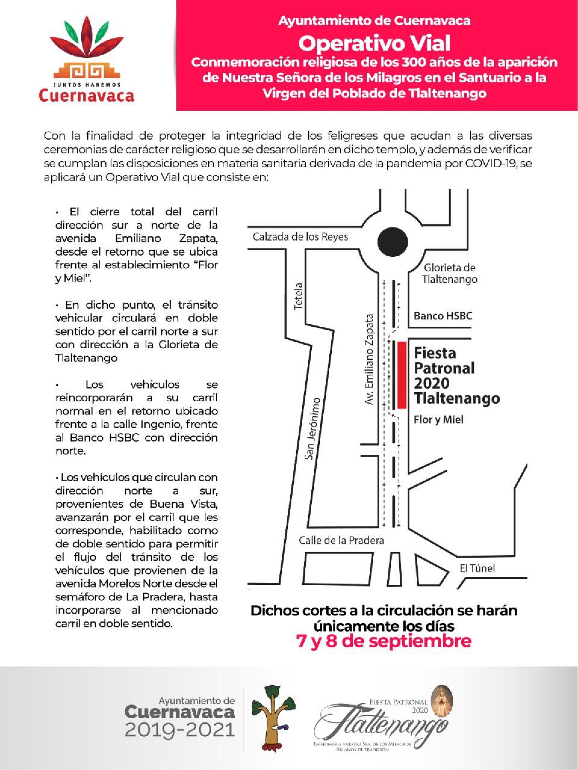 Anuncian operativo vial con motivo de la festividad religiosa en Tlaltenango